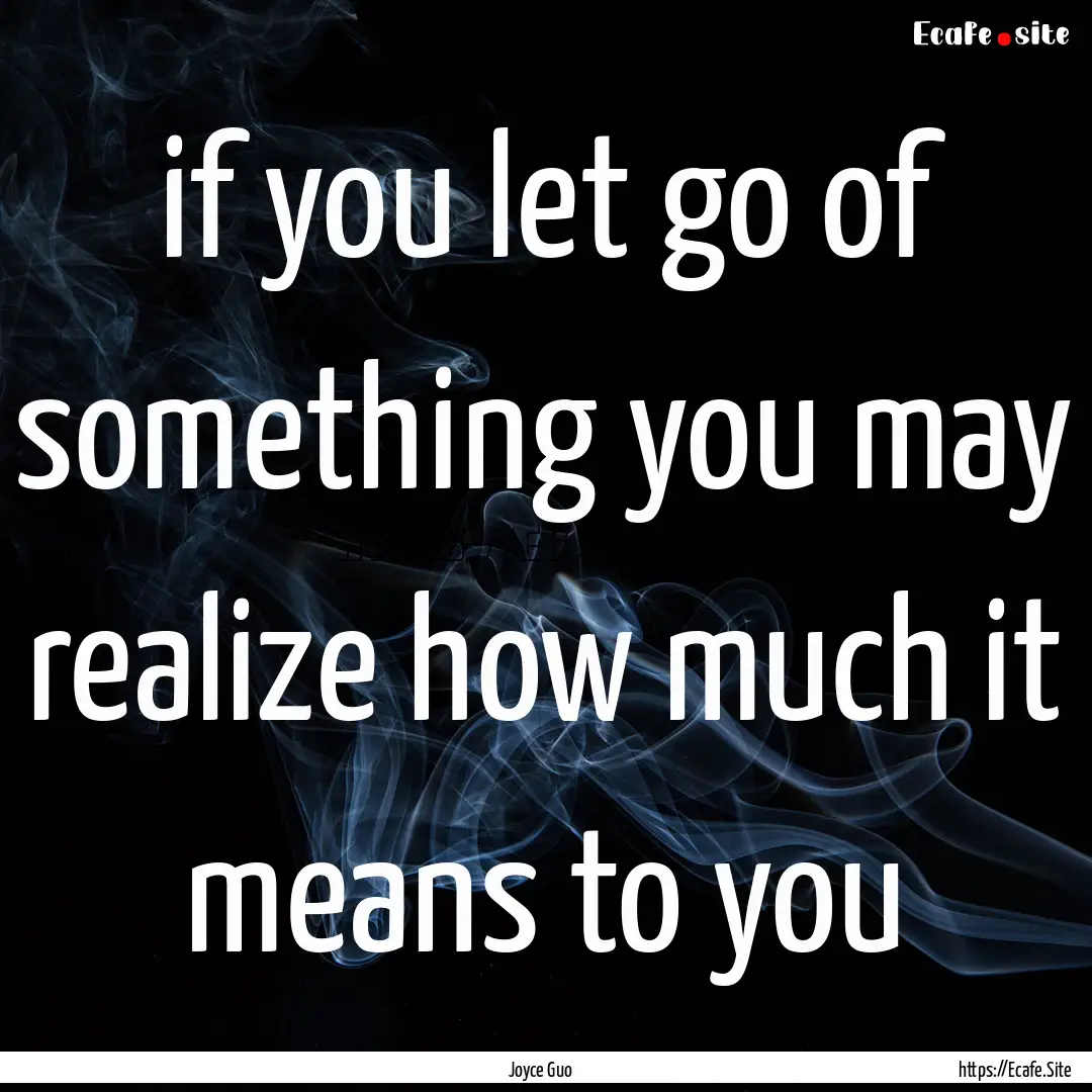 if you let go of something you may realize.... : Quote by Joyce Guo