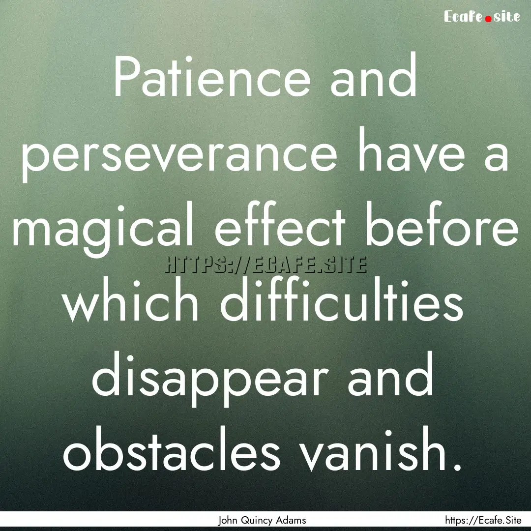 Patience and perseverance have a magical.... : Quote by John Quincy Adams