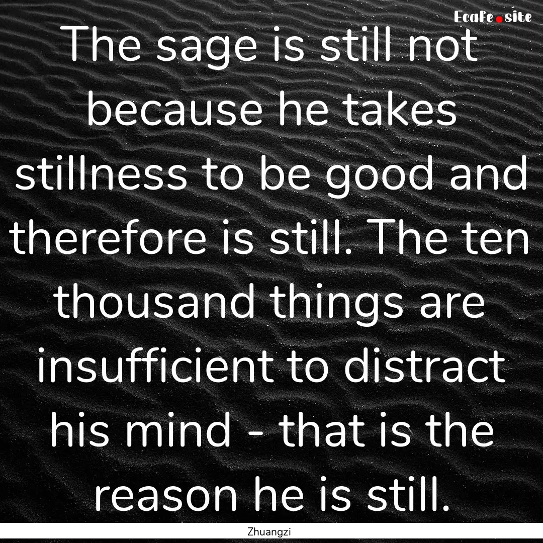 The sage is still not because he takes stillness.... : Quote by Zhuangzi