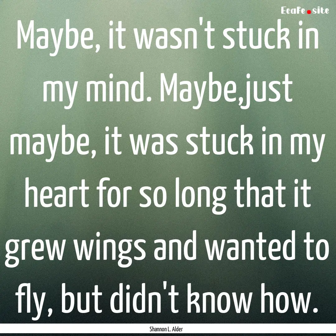 Maybe, it wasn't stuck in my mind. Maybe,just.... : Quote by Shannon L. Alder