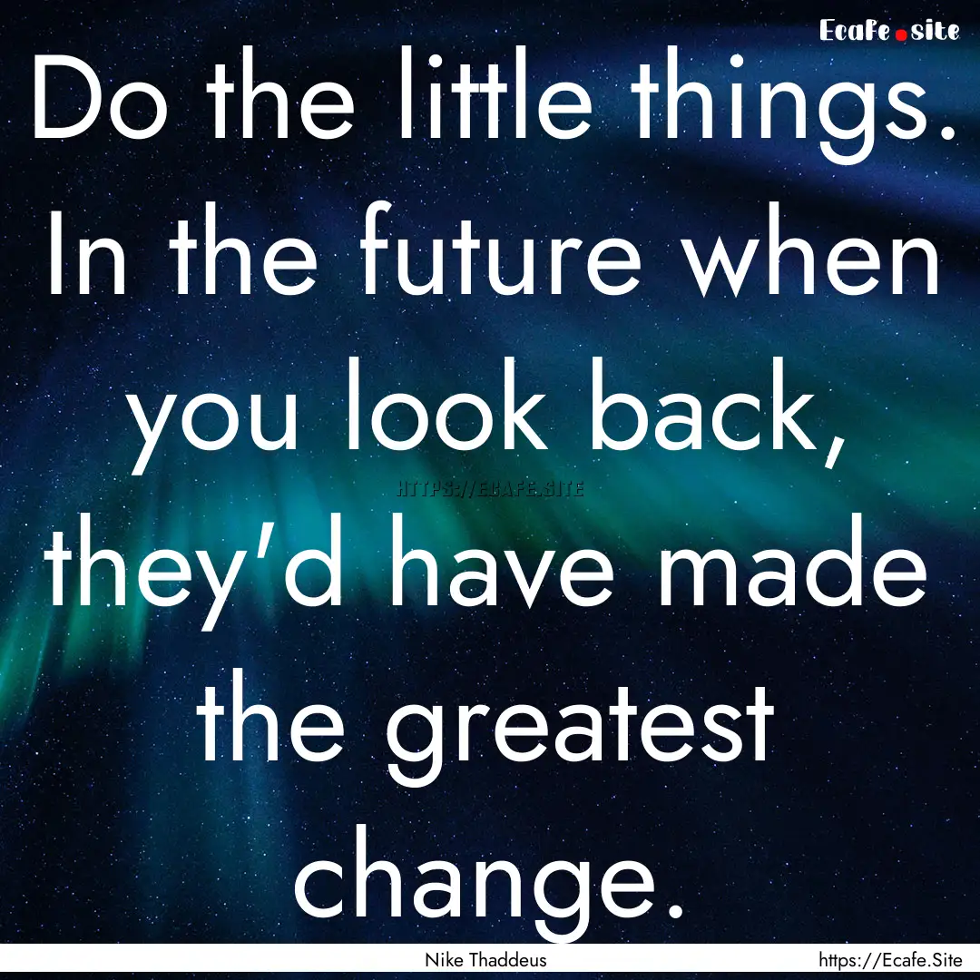 Do the little things. In the future when.... : Quote by Nike Thaddeus