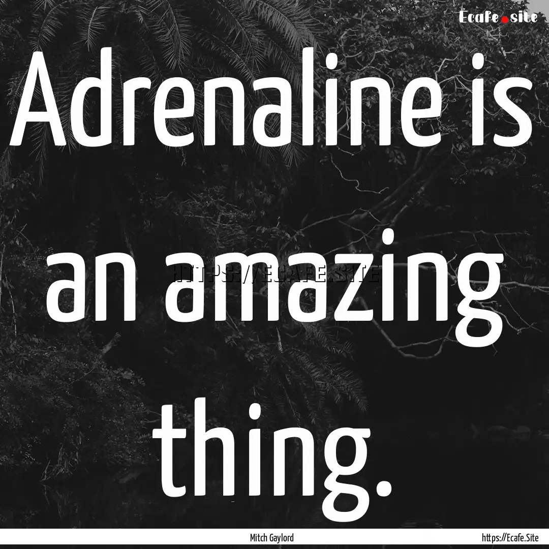 Adrenaline is an amazing thing. : Quote by Mitch Gaylord