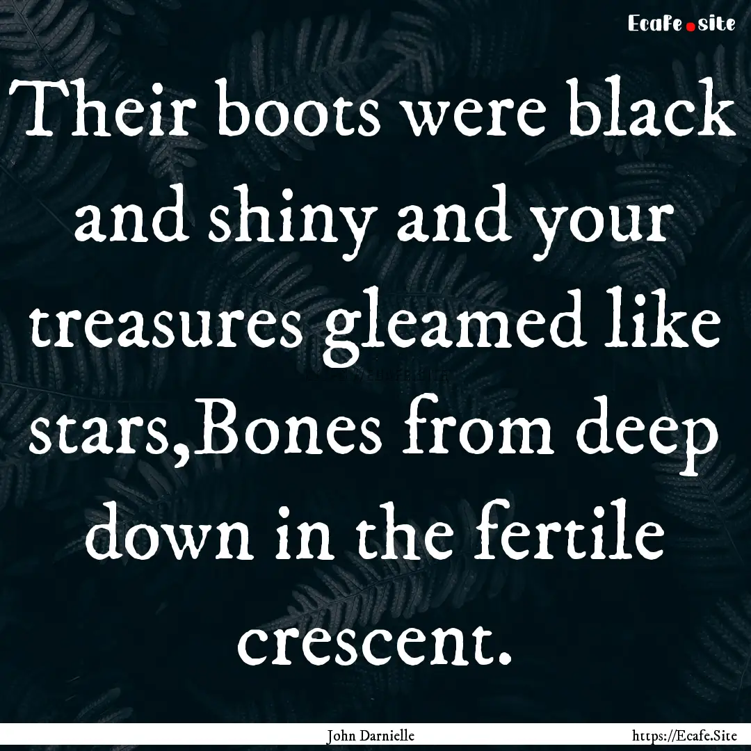 Their boots were black and shiny and your.... : Quote by John Darnielle