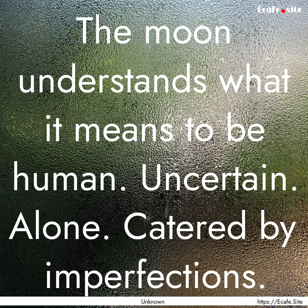 The moon understands what it means to be.... : Quote by Unknown