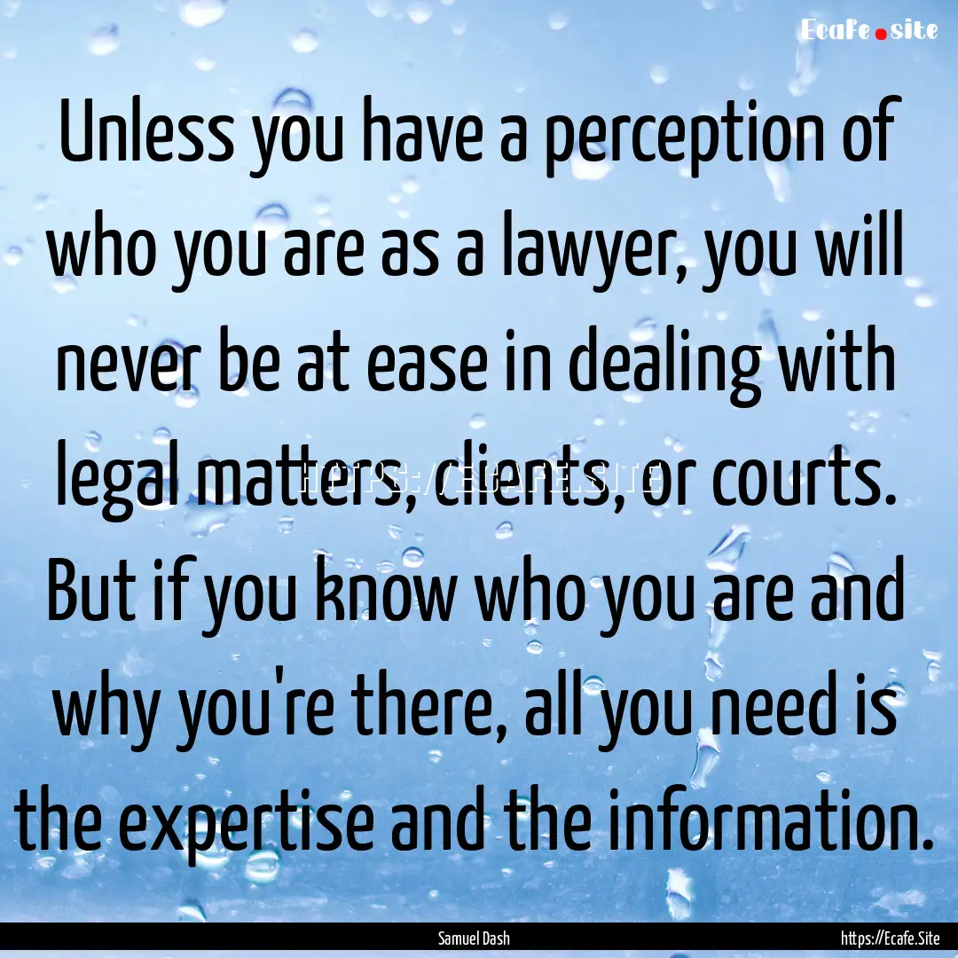 Unless you have a perception of who you are.... : Quote by Samuel Dash