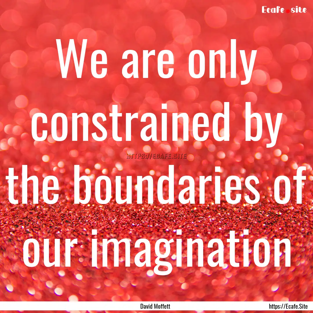 We are only constrained by the boundaries.... : Quote by David Moffett