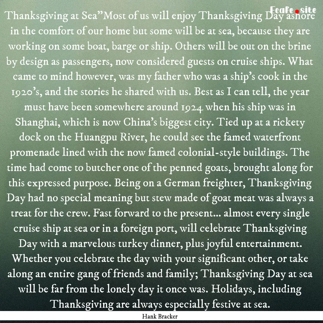 Thanksgiving at Sea