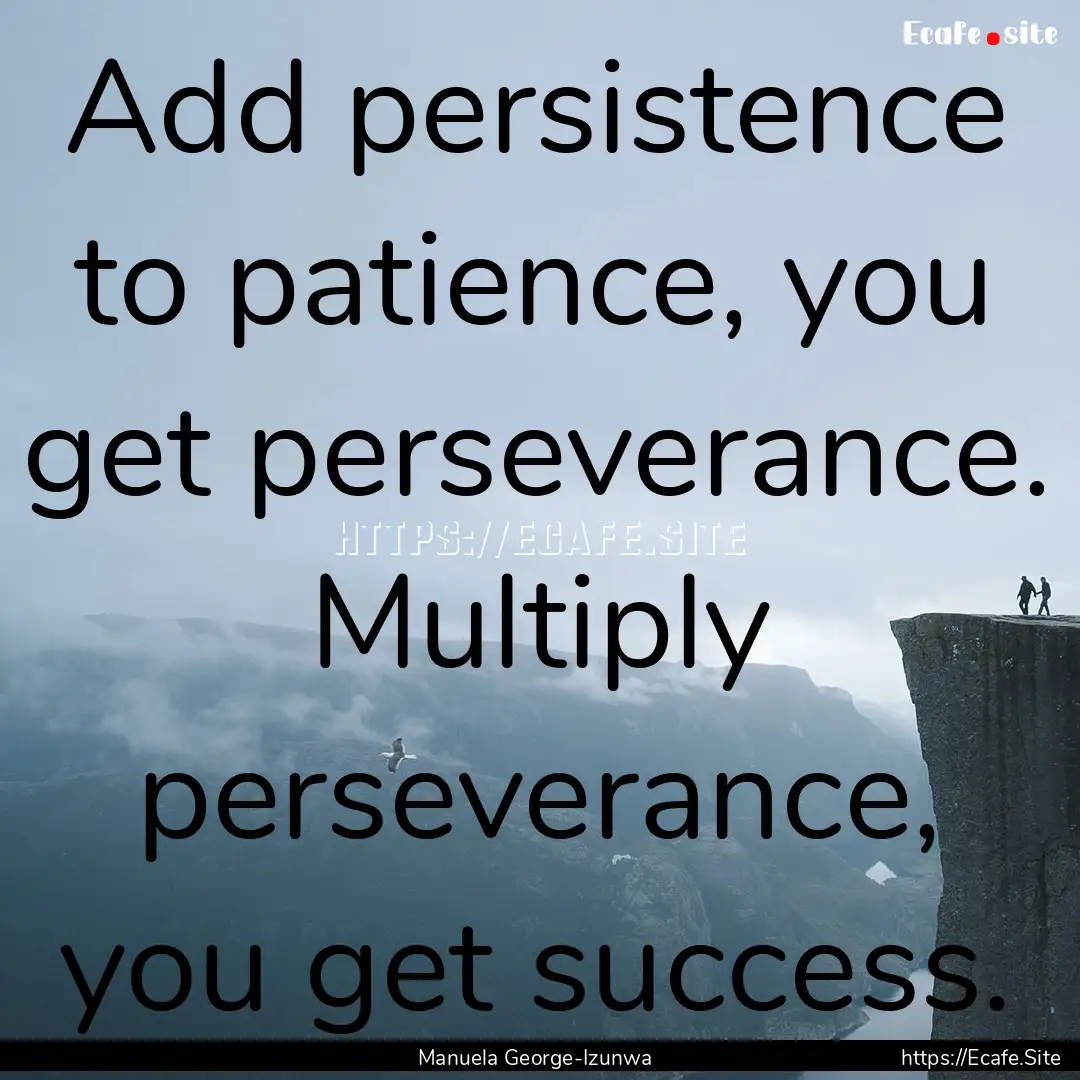 Add persistence to patience, you get perseverance..... : Quote by Manuela George-Izunwa