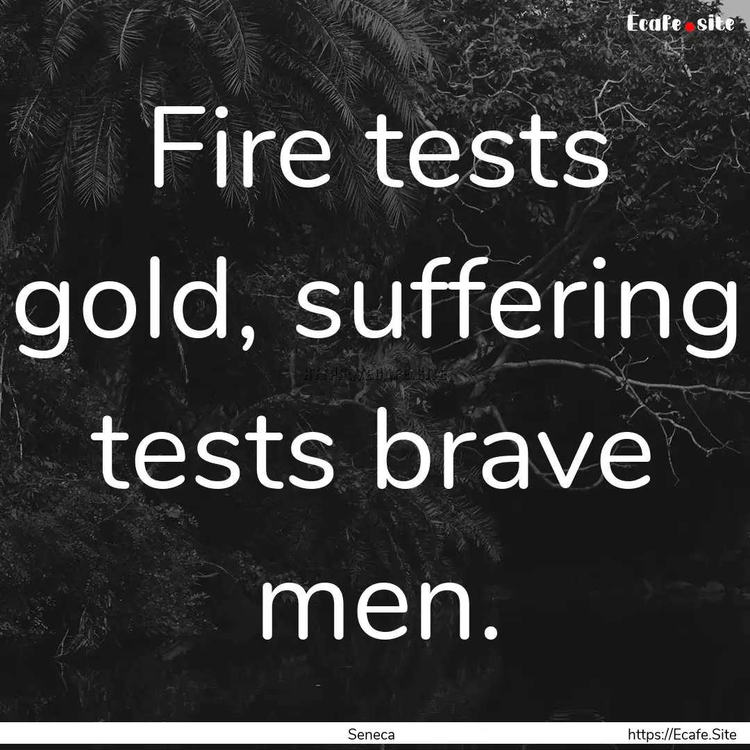 Fire tests gold, suffering tests brave men..... : Quote by Seneca