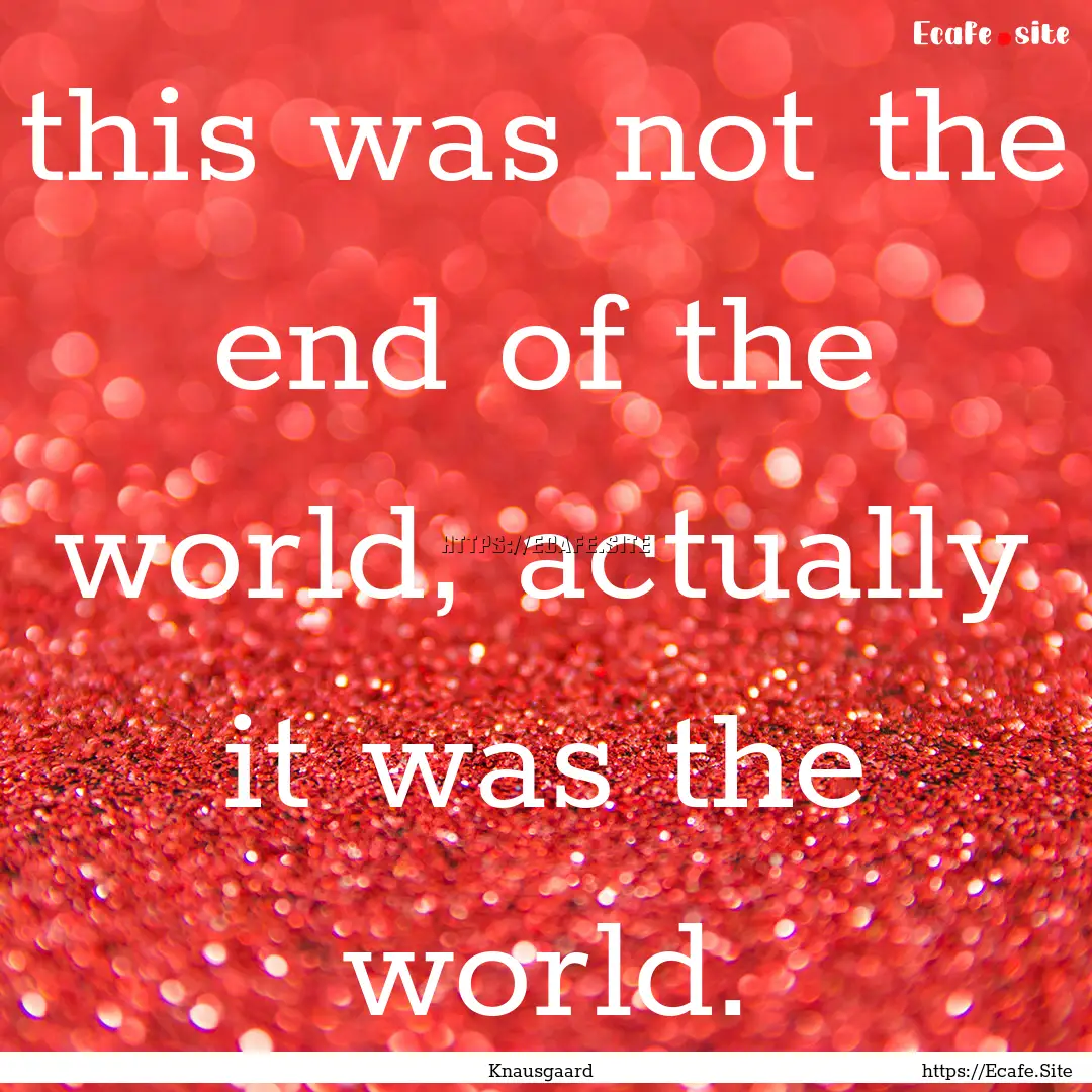 this was not the end of the world, actually.... : Quote by Knausgaard