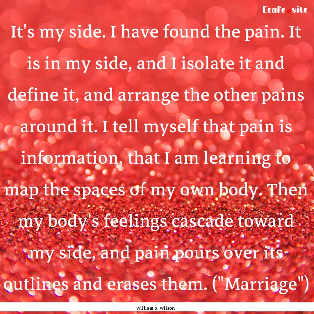 It's my side. I have found the pain. It is.... : Quote by William S. Wilson