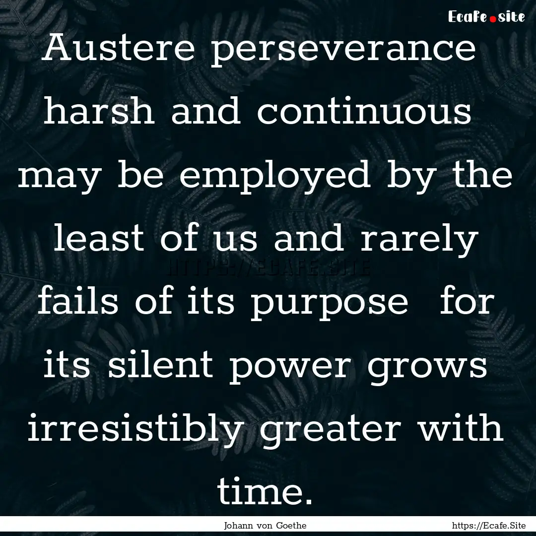 Austere perseverance harsh and continuous.... : Quote by Johann von Goethe