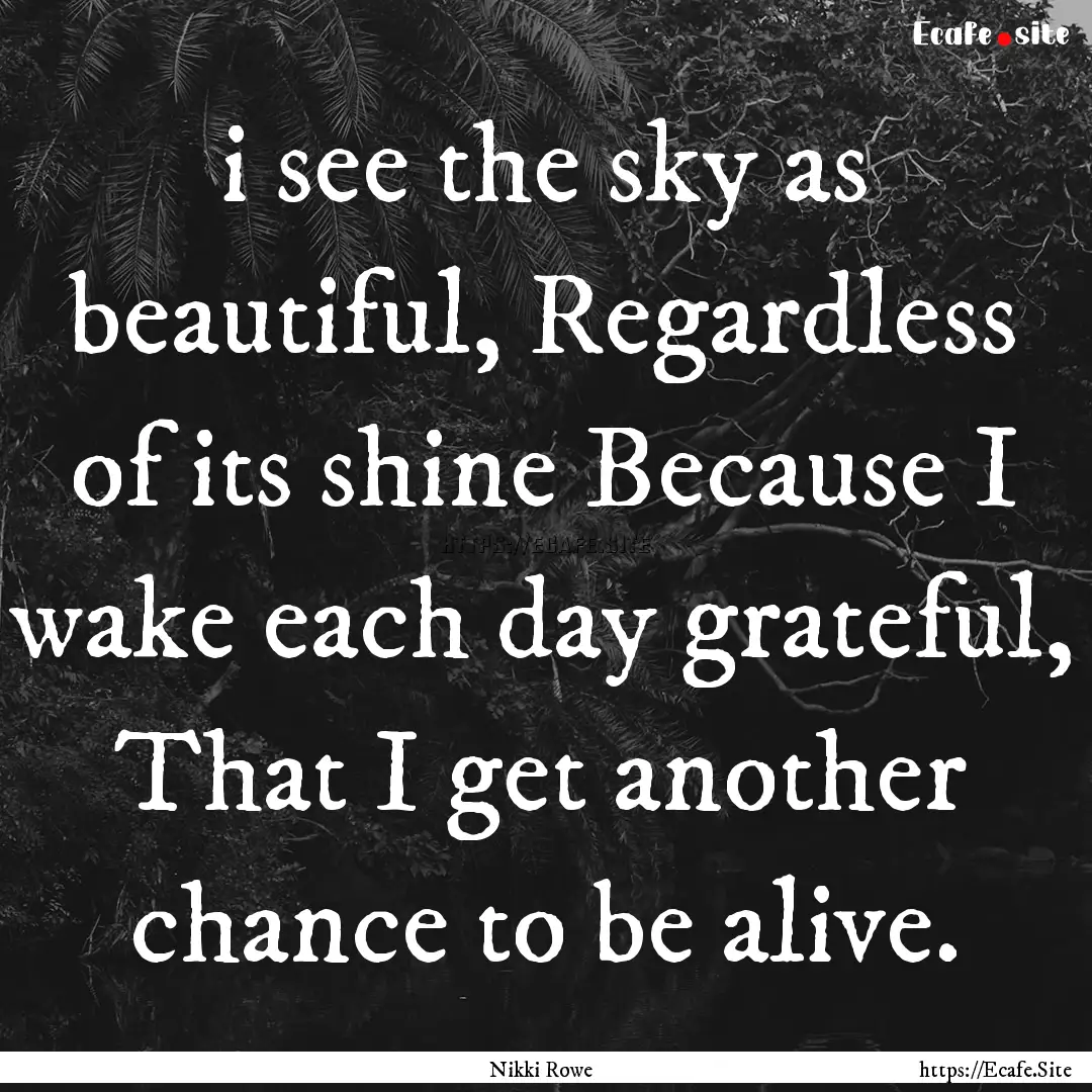 i see the sky as beautiful, Regardless of.... : Quote by Nikki Rowe