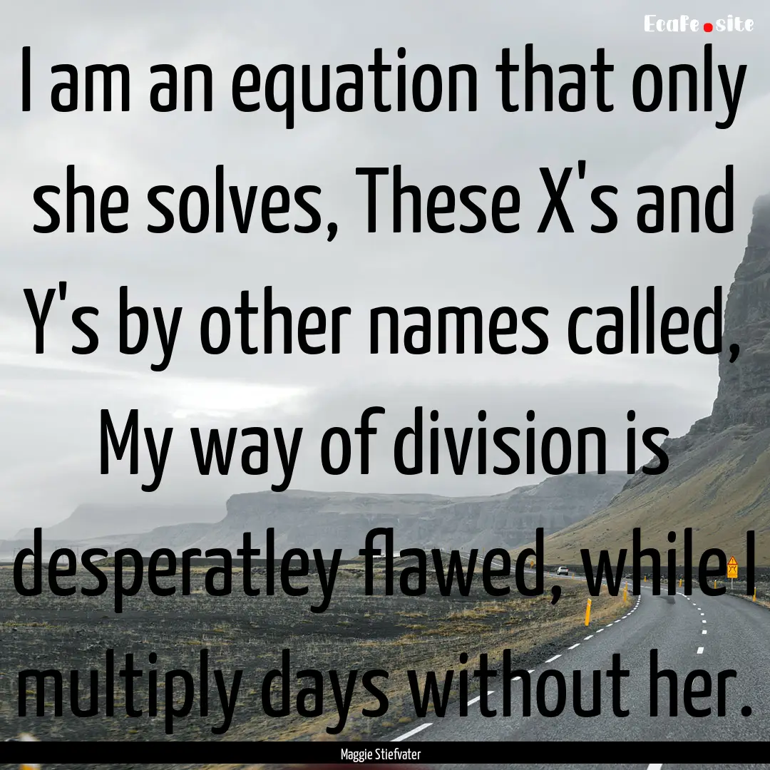 I am an equation that only she solves, These.... : Quote by Maggie Stiefvater