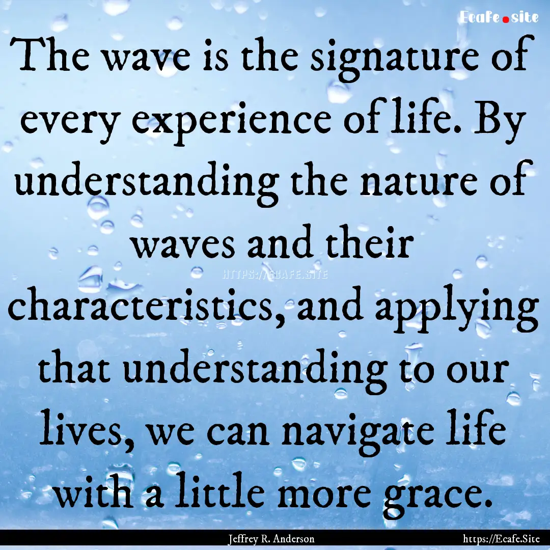 The wave is the signature of every experience.... : Quote by Jeffrey R. Anderson