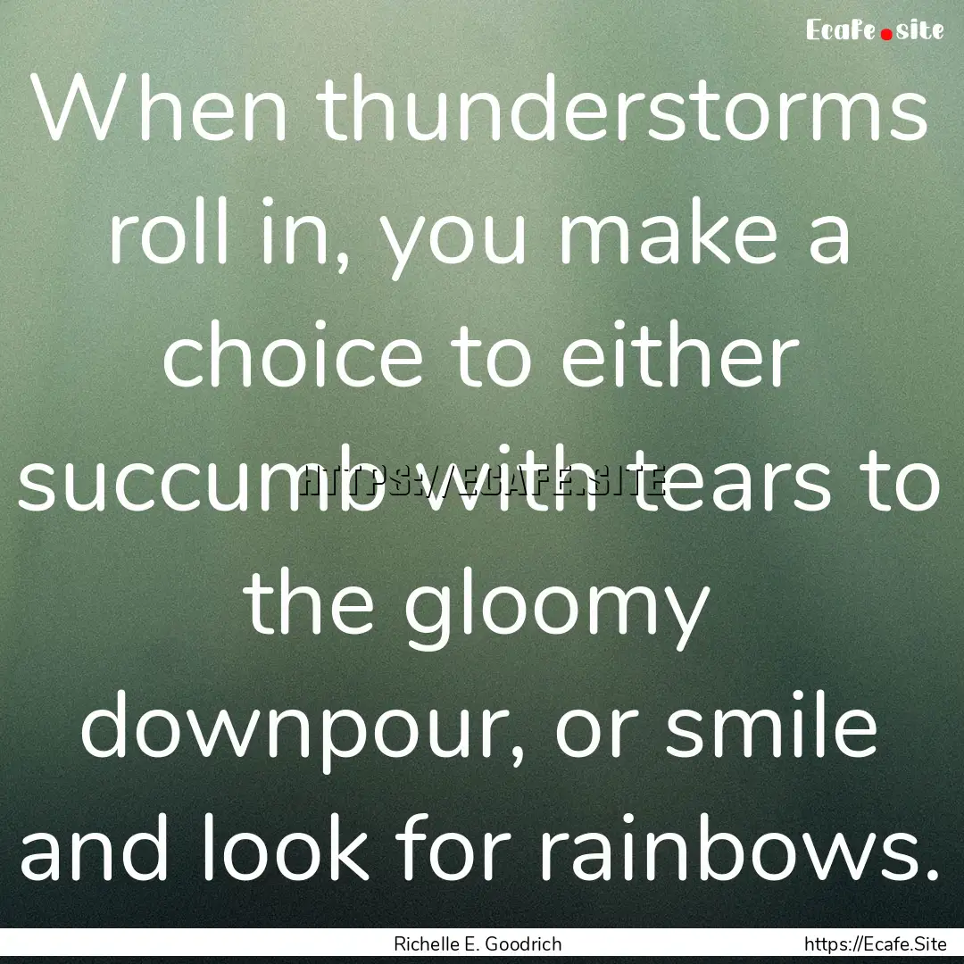 When thunderstorms roll in, you make a choice.... : Quote by Richelle E. Goodrich