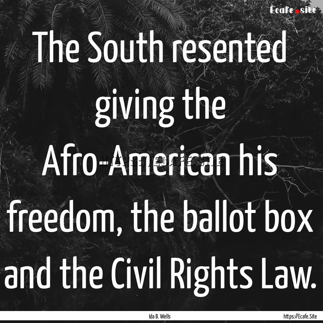 The South resented giving the Afro-American.... : Quote by Ida B. Wells