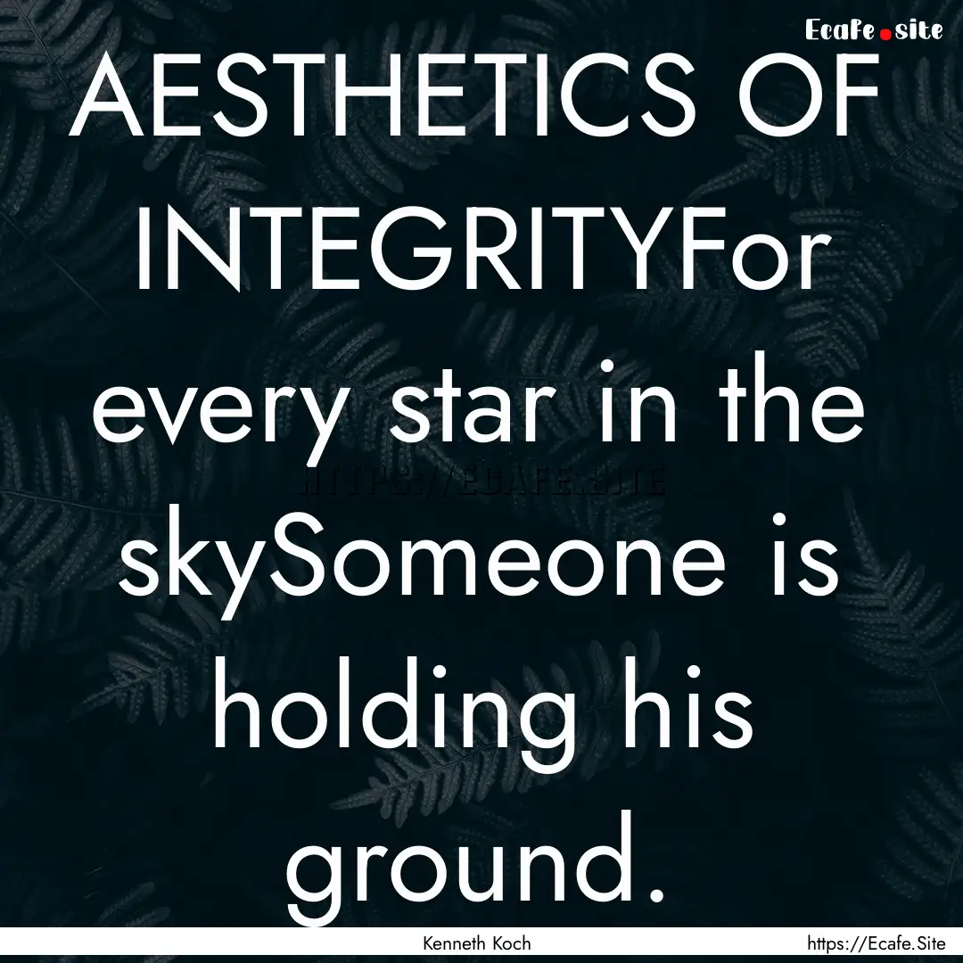 AESTHETICS OF INTEGRITYFor every star in.... : Quote by Kenneth Koch