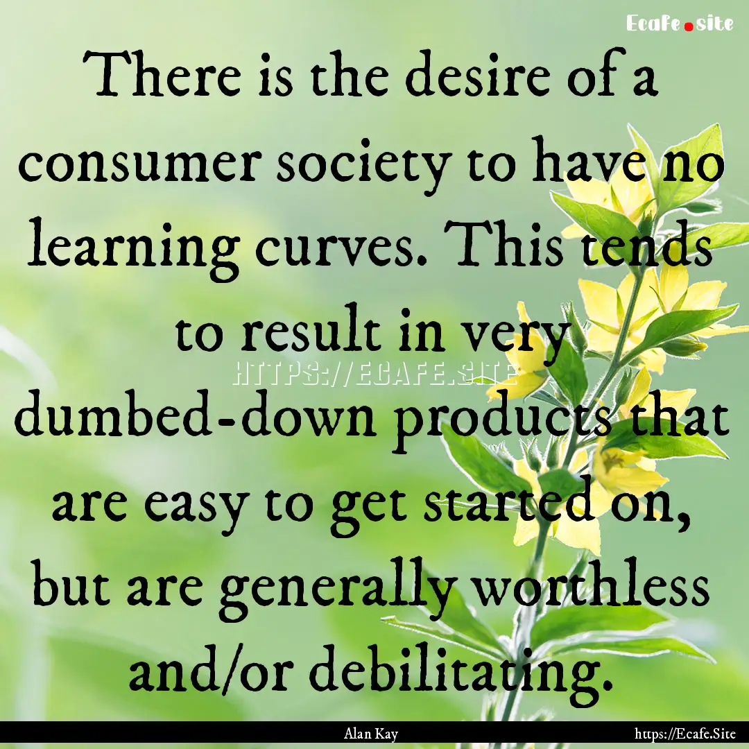 There is the desire of a consumer society.... : Quote by Alan Kay