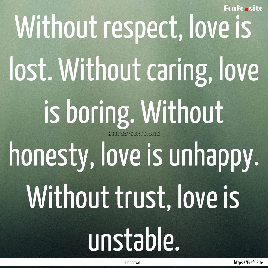 Without respect, love is lost. Without caring,.... : Quote by Unknown