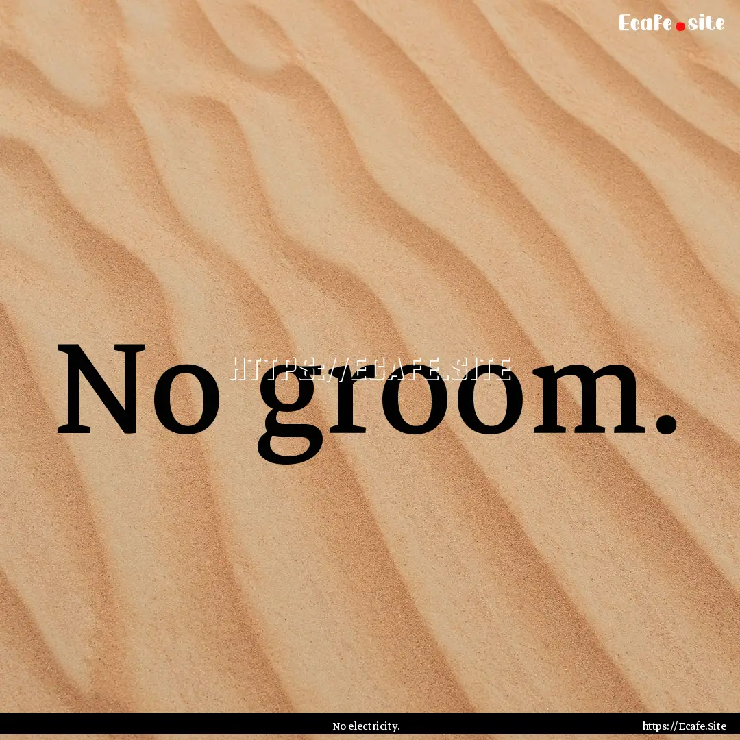 No groom. : Quote by No electricity.