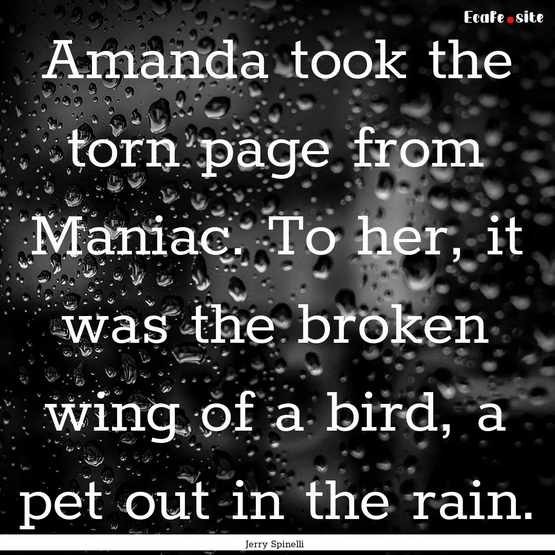 Amanda took the torn page from Maniac. To.... : Quote by Jerry Spinelli