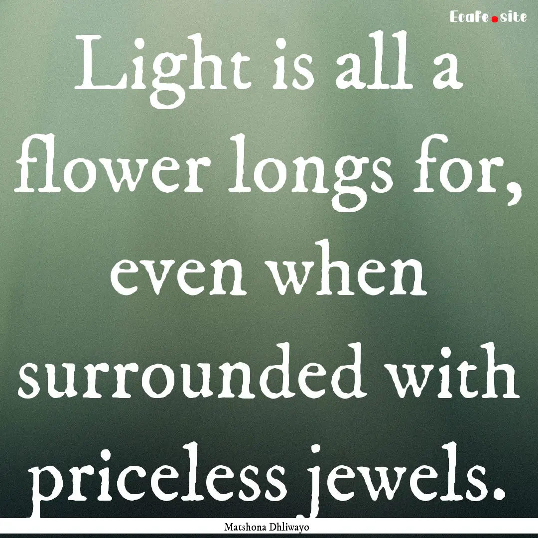 Light is all a flower longs for, even when.... : Quote by Matshona Dhliwayo