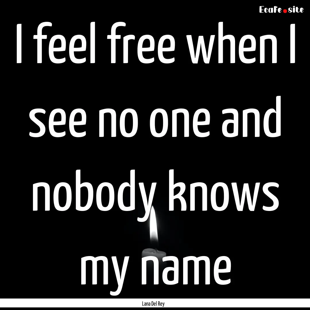 I feel free when I see no one and nobody.... : Quote by Lana Del Rey