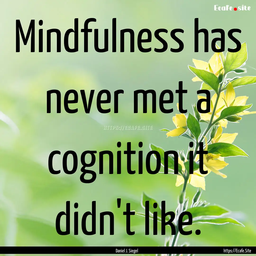 Mindfulness has never met a cognition it.... : Quote by Daniel J. Siegel