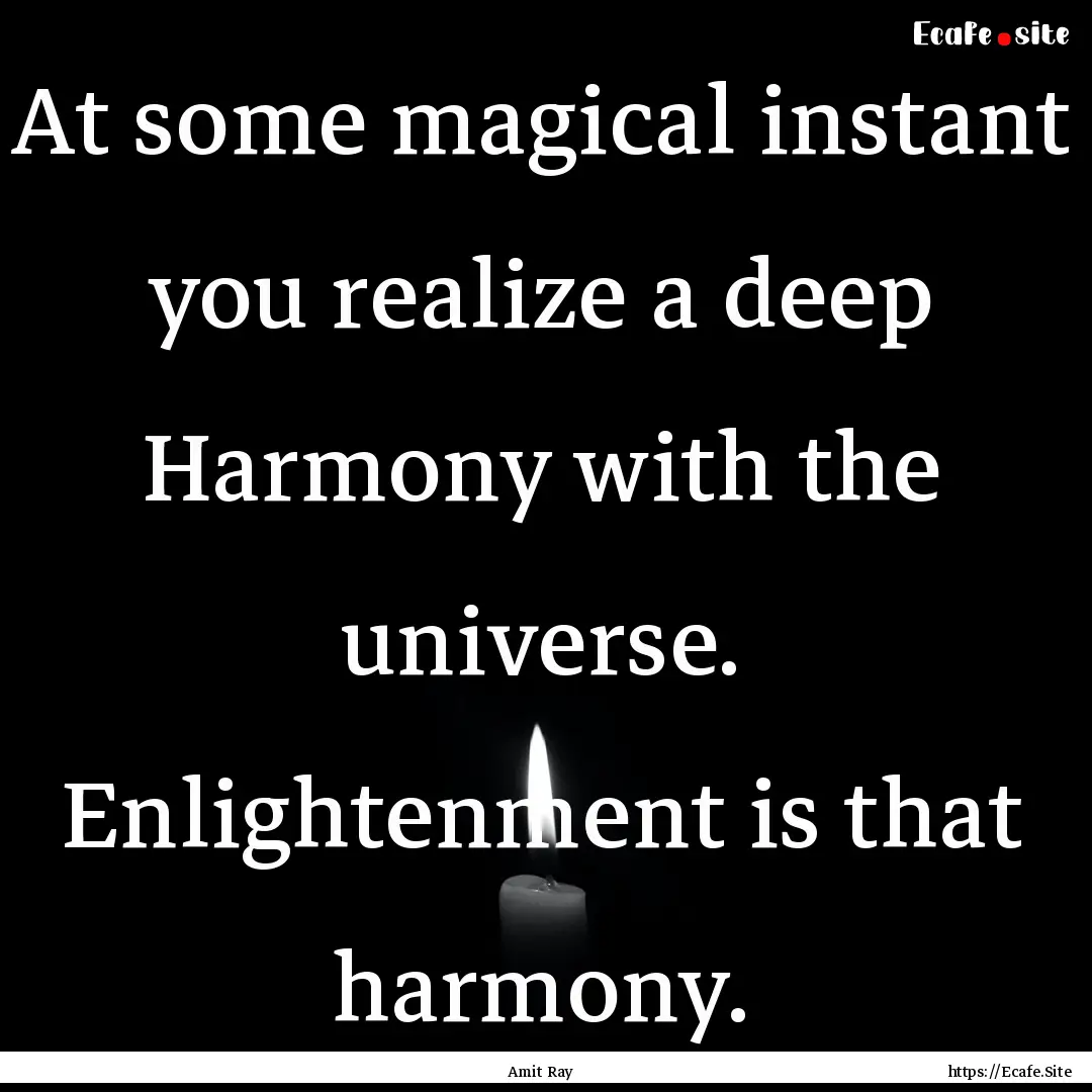 At some magical instant you realize a deep.... : Quote by Amit Ray