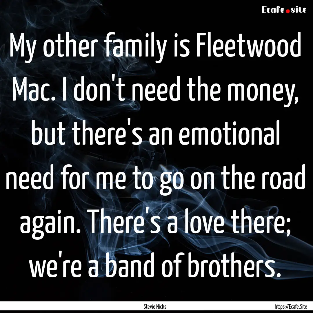 My other family is Fleetwood Mac. I don't.... : Quote by Stevie Nicks