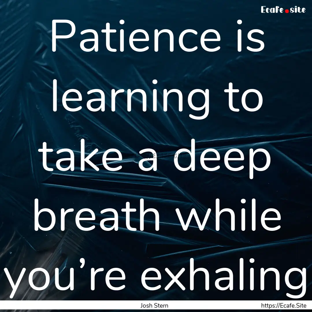 Patience is learning to take a deep breath.... : Quote by Josh Stern