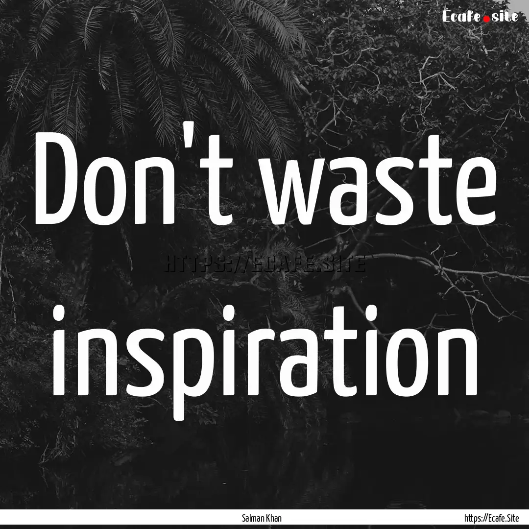 Don't waste inspiration : Quote by Salman Khan