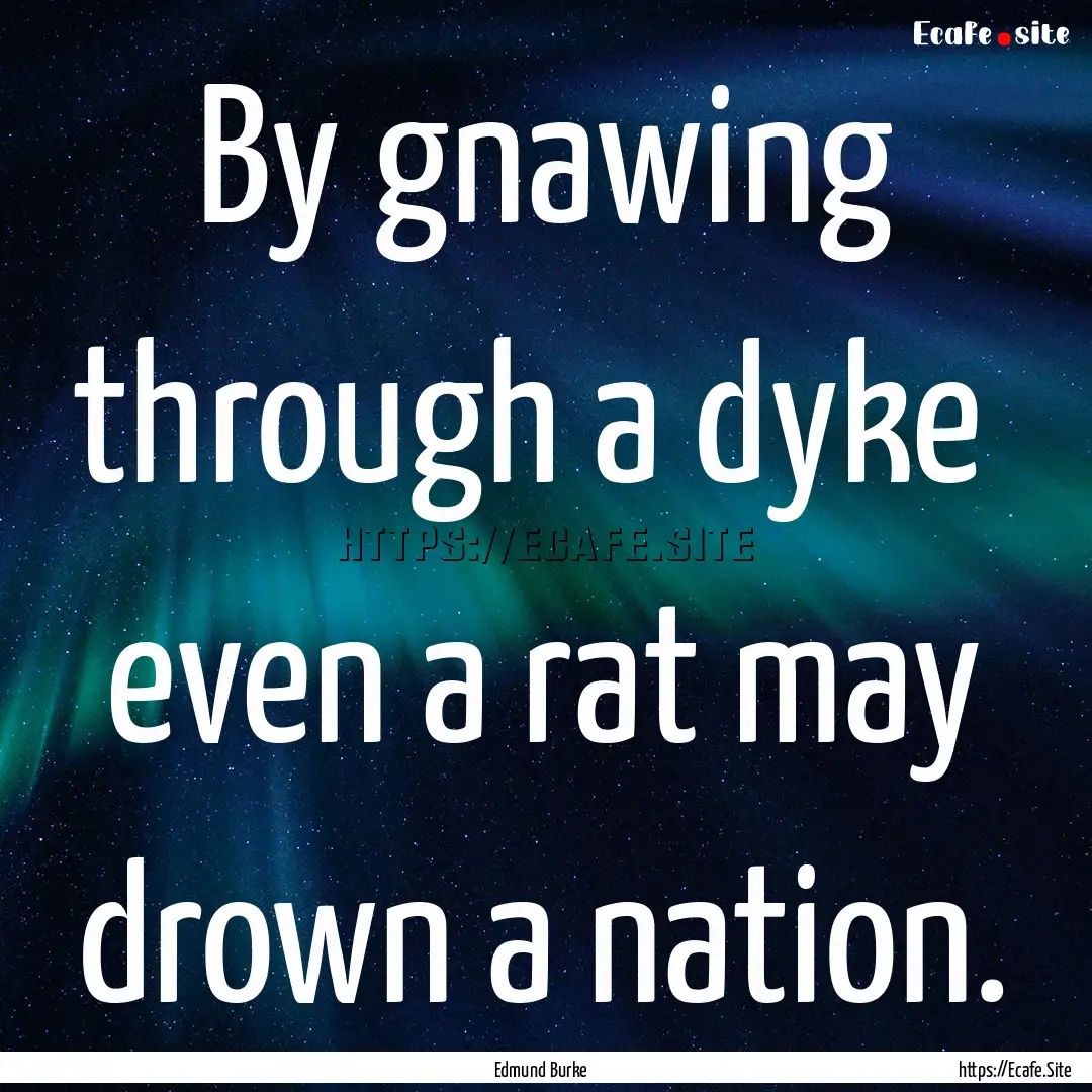 By gnawing through a dyke even a rat may.... : Quote by Edmund Burke