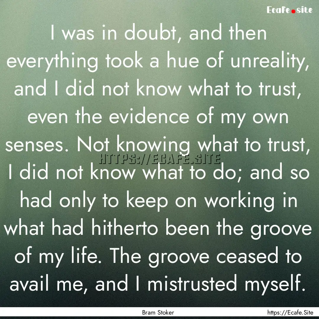 I was in doubt, and then everything took.... : Quote by Bram Stoker