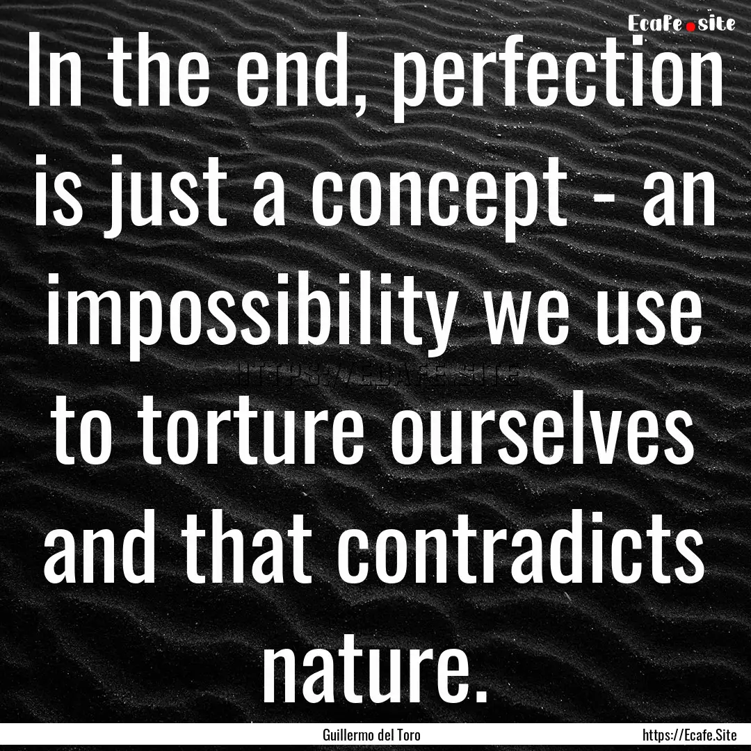 In the end, perfection is just a concept.... : Quote by Guillermo del Toro