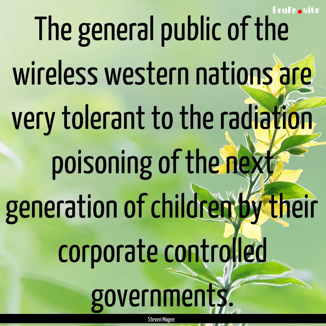 The general public of the wireless western.... : Quote by Steven Magee