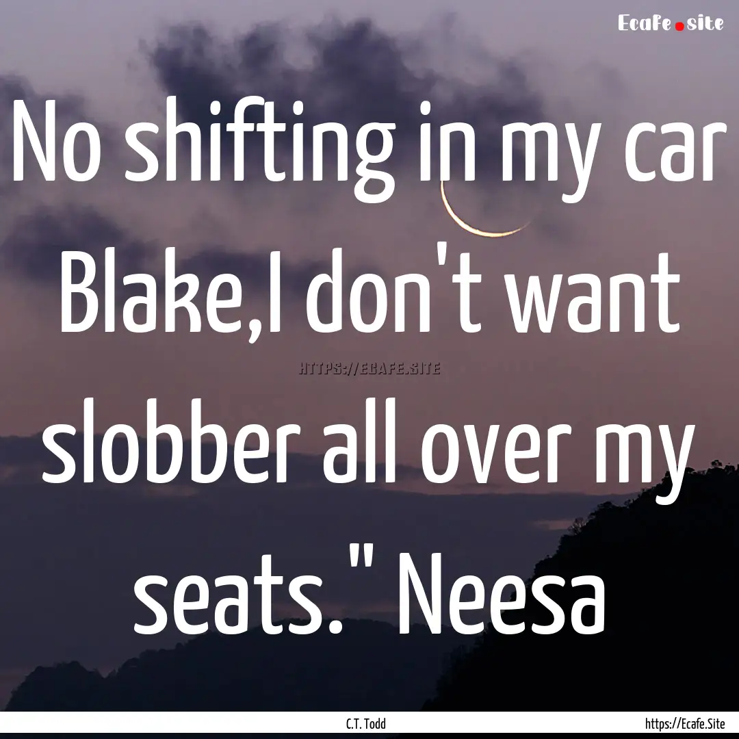 No shifting in my car Blake,I don't want.... : Quote by C.T. Todd