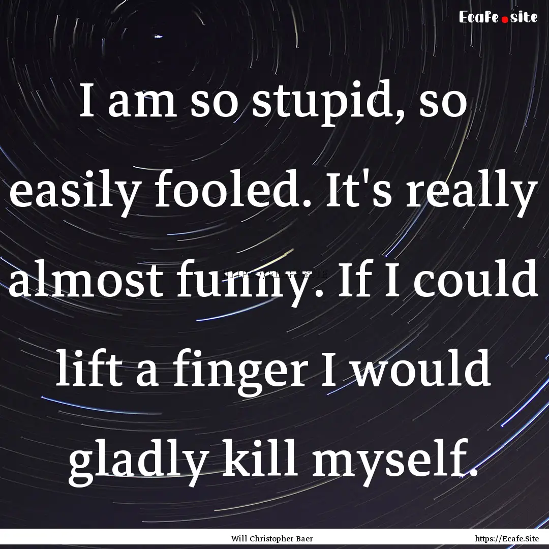 I am so stupid, so easily fooled. It's really.... : Quote by Will Christopher Baer