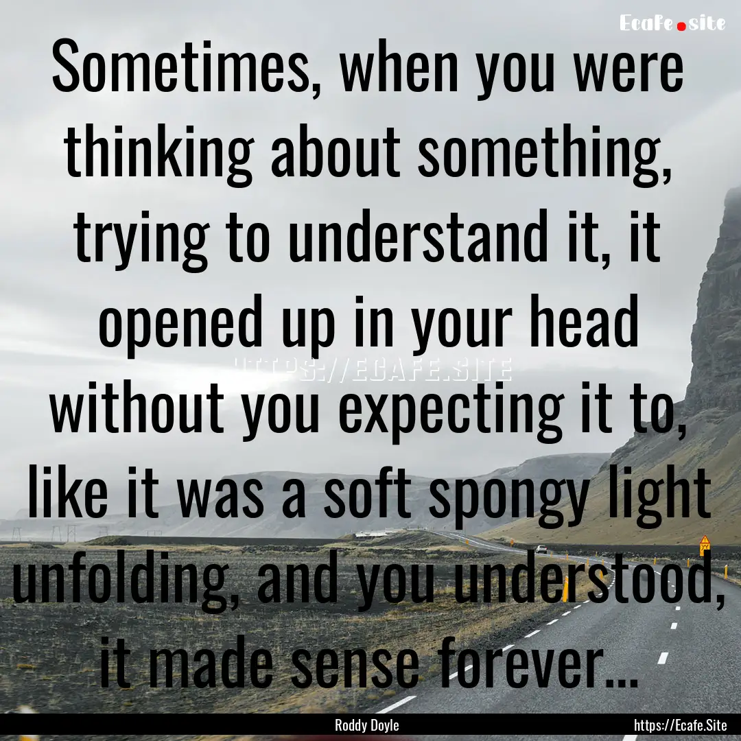 Sometimes, when you were thinking about something,.... : Quote by Roddy Doyle