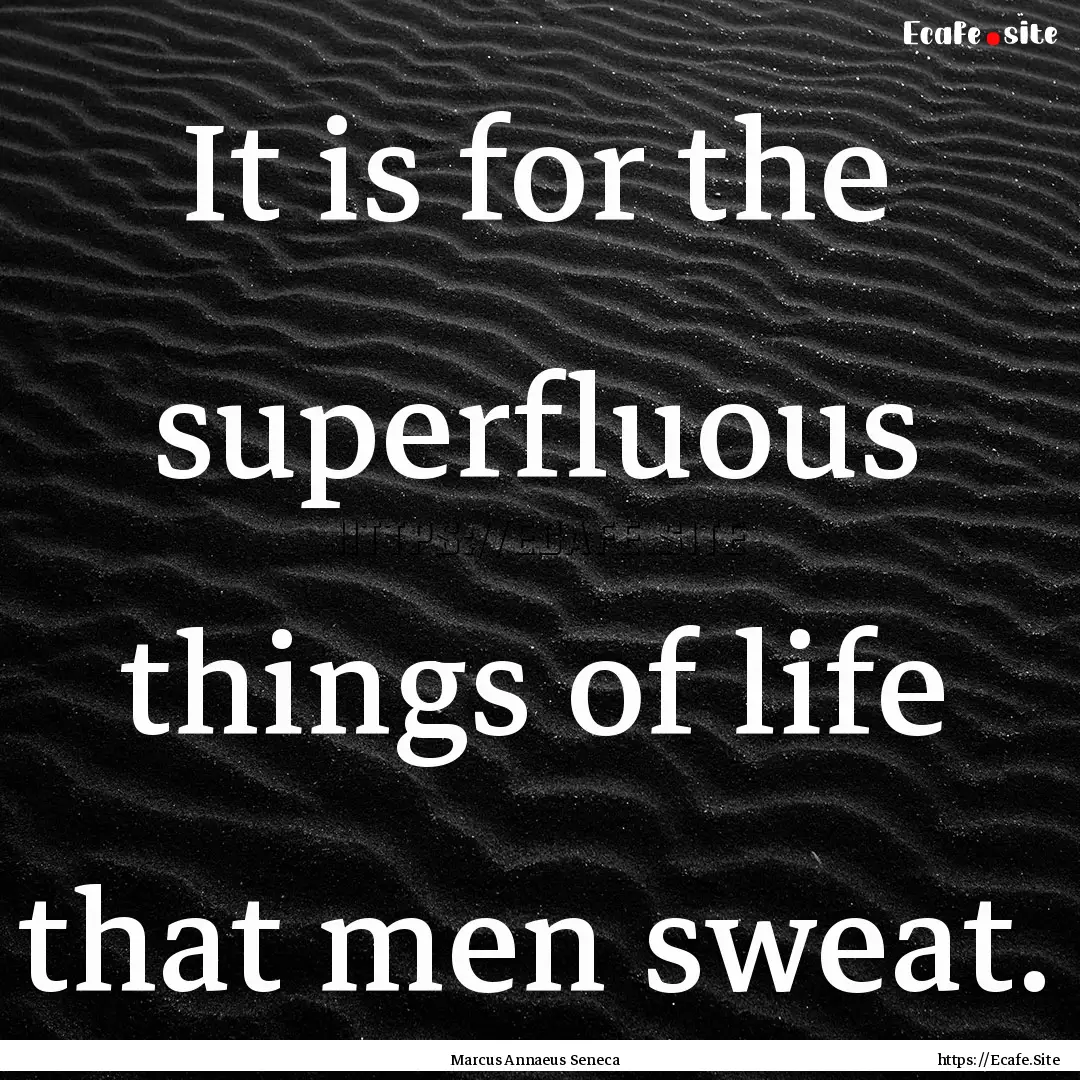 It is for the superfluous things of life.... : Quote by Marcus Annaeus Seneca