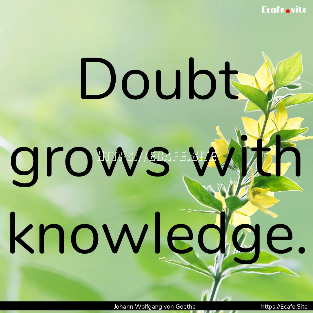 Doubt grows with knowledge. : Quote by Johann Wolfgang von Goethe