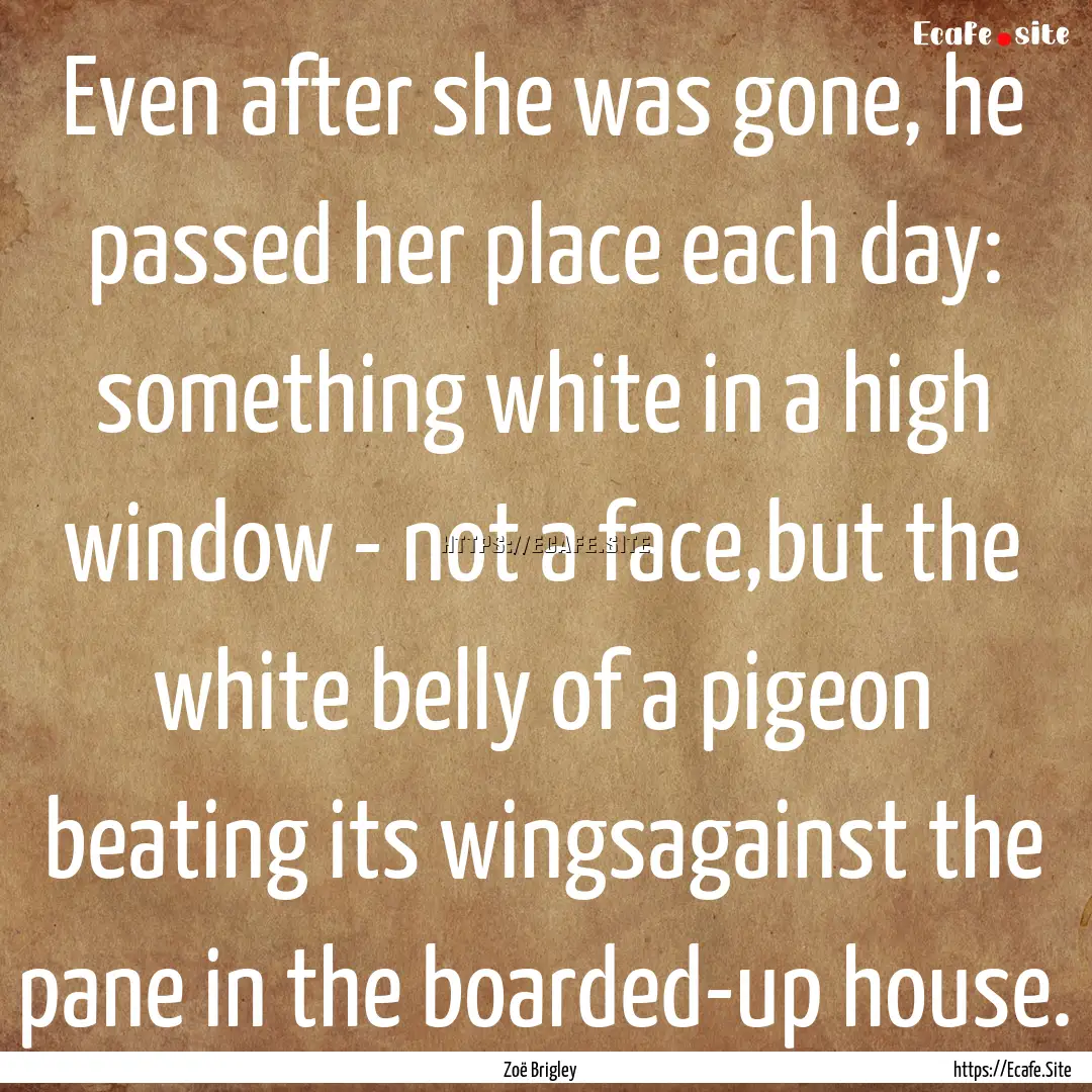 Even after she was gone, he passed her place.... : Quote by Zoë Brigley