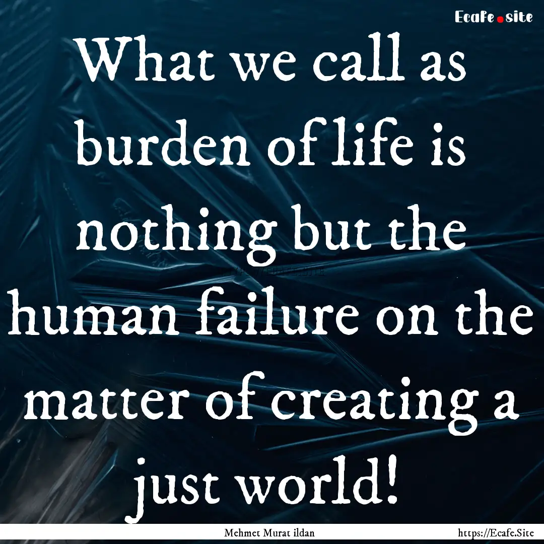 What we call as burden of life is nothing.... : Quote by Mehmet Murat ildan