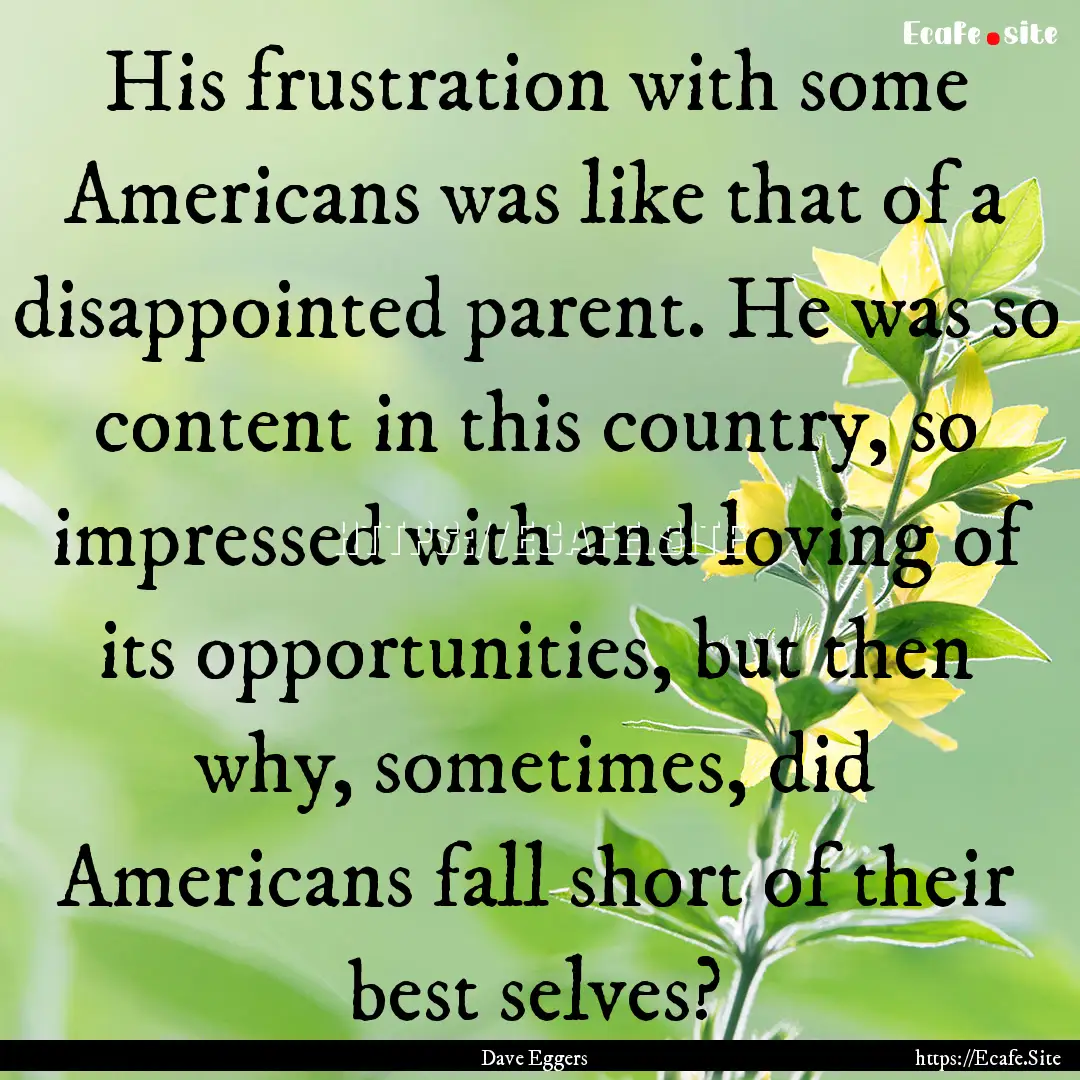 His frustration with some Americans was like.... : Quote by Dave Eggers