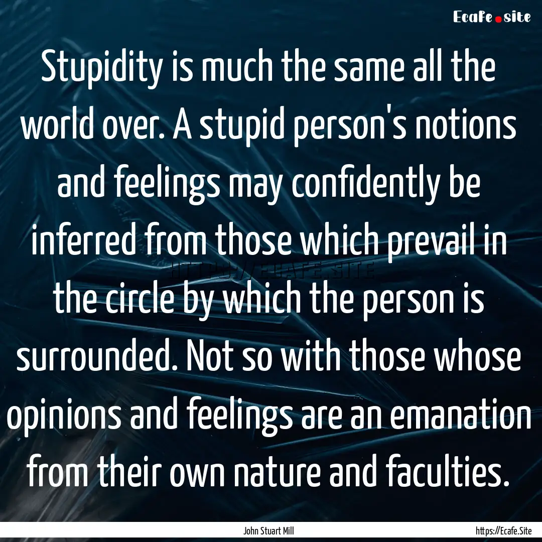 Stupidity is much the same all the world.... : Quote by John Stuart Mill