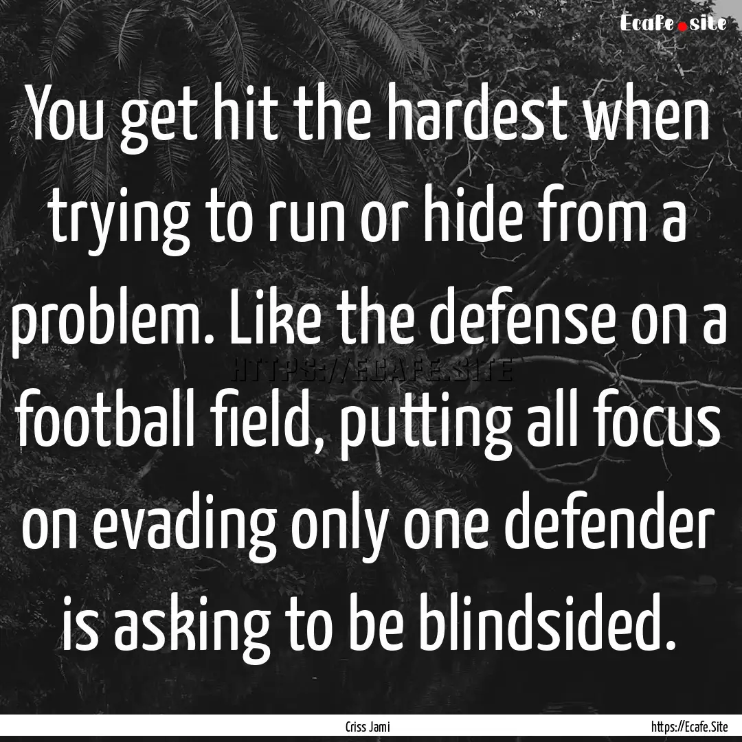 You get hit the hardest when trying to run.... : Quote by Criss Jami