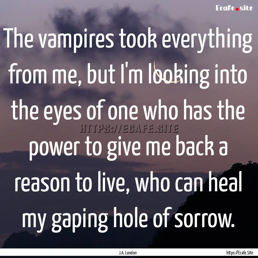 The vampires took everything from me, but.... : Quote by J.A. London