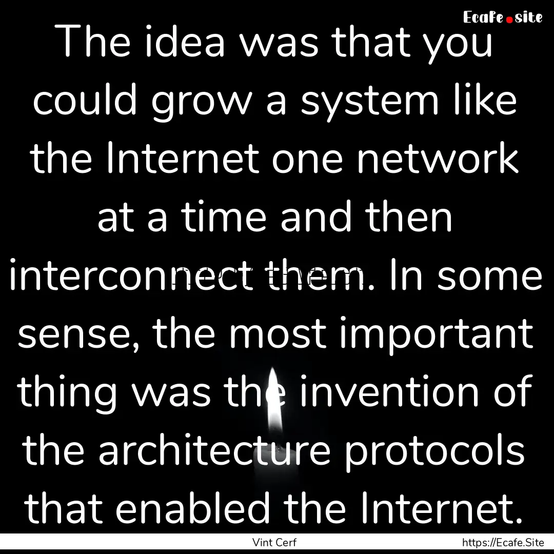 The idea was that you could grow a system.... : Quote by Vint Cerf