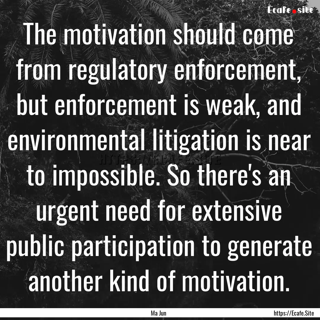 The motivation should come from regulatory.... : Quote by Ma Jun